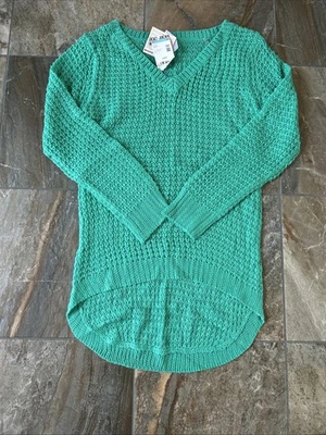 Bongo Long Sleeve Green Knit Pullover Sweater Women's Large Top NWT - Image 1 of 3