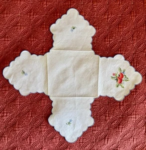 Vintage Brottuch bestickt Baumwolle Kreuz Deko 2er Set - Bild 1 von 6