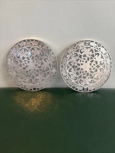 Vintage Webster Sterlingsilber über Glas Untersetzer 2-klein 6" sehr guter Zustand - Bild 1 von 7
