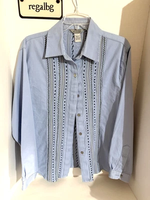 Blusa Stonebridge feminina azul com botões design bordado na frente e atrás - Imagem 1 de 4