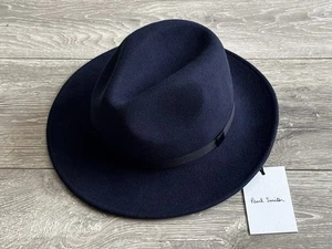 Paul Smith Navy Blue Wool Fedora Hat Swirl Lined Women's - Size S - BNWT - Picture 1 of 10