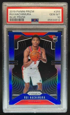 2019-20 Prizm Rui Hachimura RC Prizm Blue Rookie #/199 Wizards PSA 10 - Image 1 of 2