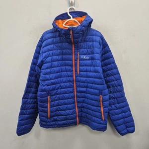 Rab Mens Microlight Alpine Padded Puffer Blue Hooded Down Coat Jacket Size XL - Picture 1 of 9