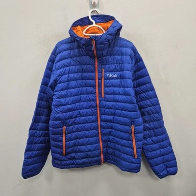 Rab Mens Microlight Alpine Padded Puffer Blue Hooded Down Coat Jacket Size XL - Image 1 of 4