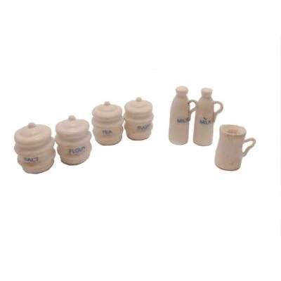 CLASSICS BY HANDLEY HOUSE Puppenstube weiß Kanister Set Vorratsgläser & Krüge Miniatur Küchenzubehör