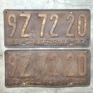 Vintage Original California Automobile License Plates 1937 For Restoration ? - Picture 1 of 3