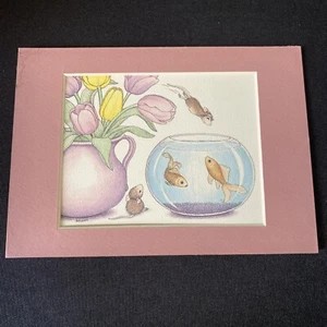 House Mouse Print Goldfish With Mat Tulips - Picture 1 of 4