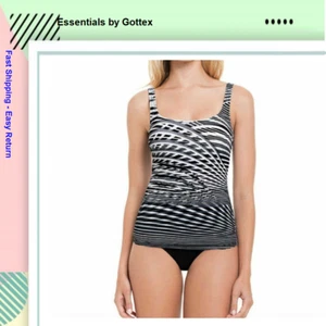 Essentials by Gottex Women's two piece Tankini Top & Bottum Black/White, 10 - Picture 1 of 2