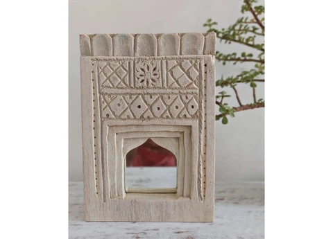 Bleach Temple Mirror Indian Old Reclaimed Antique Furniture Hanging Mirror Frame Cover