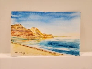 ORIGINAL Watercolor Painting - The View Of The Dead Sea , Israel, Holy Land - Picture 1 of 4