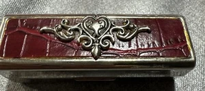 Silverplate With Moc Croc Top Lipstick Case W/ Mirror, Beautifully detailed - Picture 1 of 9