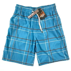 NWT Kailua Surf Swim Trunks Mens L Blue Plaid Mesh Lining Board Shorts - Picture 1 of 13