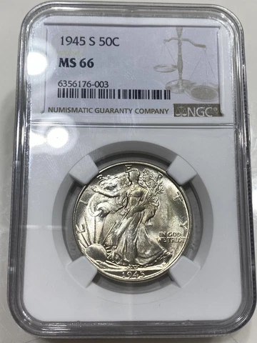 1945-S 50c NGC MS-66 Walking Liberty Half Dollar Cover