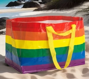 IKEA Rainbow Bag Storage Laundry 19 Gallon Ikea Storstomma Pride Tote New - Picture 1 of 3