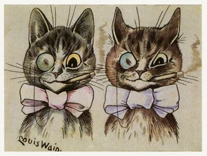 Louis Wain impresión CATOS DE ALTA SOCIEDAD divertido gato ilustración arte - Imagen 1 de 3