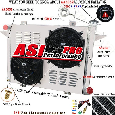 Ventilador de cubierta de radiador ASI de 3 filas para Dodge D250 D350 W250 W350 1991-1993 1992 5,9 L Foto 1 de 4