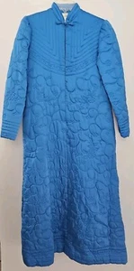 Christian Dior Lounge Wear Blue Satin Quilted Robe House Coat Full Length Sz P - Picture 1 of 4