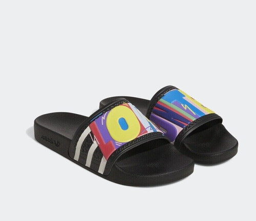 Adidas Uomo ADILETTE PRIDE SLIDES NERE GX6389 TG 8 Multicolore Arcobaleno Nuove con etichette
