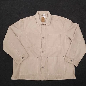 Gap Denim Chore Jacket Mens XL Beige Button Up Utility Barn Workwear Pockets - Picture 1 of 19