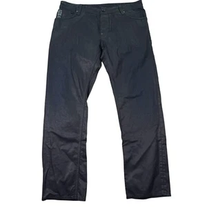 G-Star Raw Wax Coated Denim Pants Button Fly Straight Leg Black Size 36x32 EUC - Bild 1 von 11