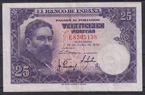 Billet Espagne 25 Pesetas 1954 Isaac Albeniz - Serie E - - Bild 1 von 2