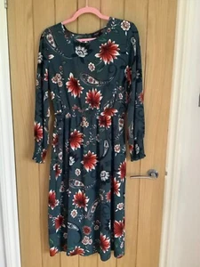 ladies teal floral print dress 14 - Picture 1 of 6
