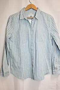 NWTS Loft Women's Long Sleeve Strip Cotton Button Up Shirt Size Large - Picture 1 of 4