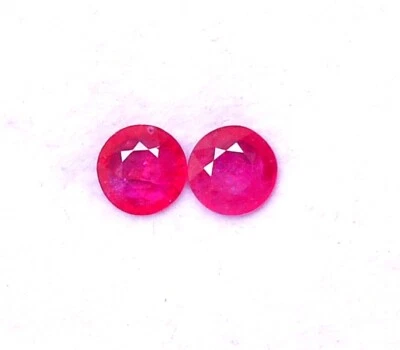 5 mm Certified Natural Ruby Round Pair 0.93 Cts Mozambique Loose Gemstones - Image 1 of 4