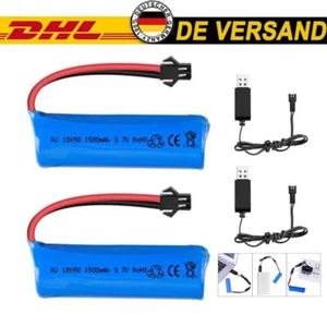 2× 3,7V 1500mAh Li-ion Akku 15C batterie SM Plug mit Ladegerät für RC Auto - Bild 1 von 7