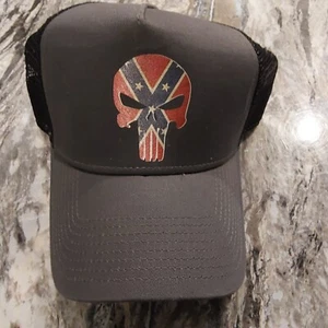 New Era Punisher 9forty Adjustable Hat, Flag Skull Gray Cap W/Mesh Back, New - Picture 1 of 4