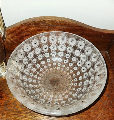 Cuenco de cristal Lalique Nemours flor de amapola pintado a mano esmalte esmerilado Art Deco Foto 1 de 4