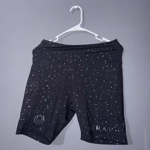 Pantalones Cortos de Bicicleta MONAT Para Mujer Negros Moteados de Tiro Alto Talla L - Ropa Activa Elástica - Imagen 1 de 7