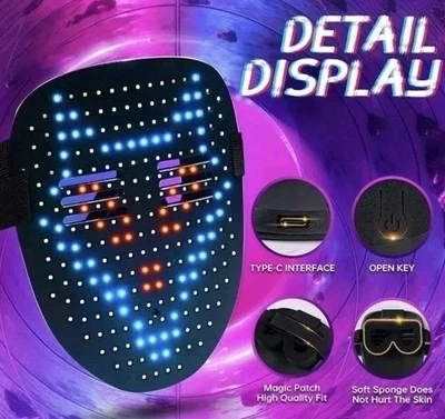 LED Maske mit Gesten transformierendes Gesicht LED cooles digitales Licht - Bild 1 von 4