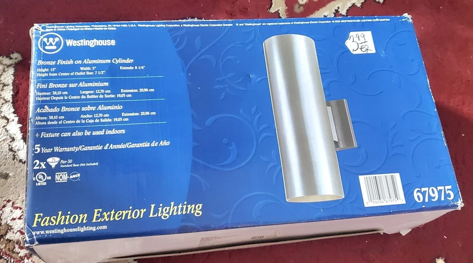 Westinghouse 6797500 Polished Graphite 15"H 2-Light Outdoor Wall Sconce - Image 1 of 1