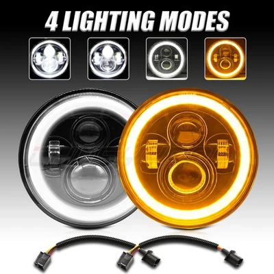 Faro LED redondo de 7 pulgadas haz alto bajo DRL para Dodge Dart 1967-1989 100 W Foto 1 de 4