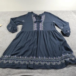 Vestido Knox Rose Para Mujer 2XL Azul Bordado Borla Campesino Boho Bolsillos - Imagen 1 de 20