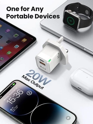 For iPhone 17 16 Pro Max Samsung Fast Charging 20W USB-C PD Plug Charger Cable - Image 1 of 4