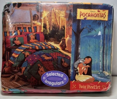 Juego de sábanas dobles vintage Disney Pocahontas años 90 ropa de cama nuevo sellado Wamsutta EE. UU. Foto 1 de 4