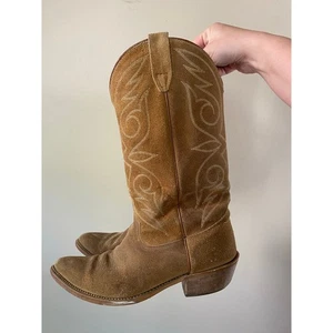 Acme vintage anni 70? Stivali western cowboy uomo taglia 9,5 EW scamosciati marroni made in USA - Foto 1 di 8