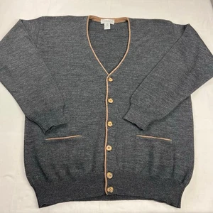 Tricots St. Raphael Vintage Wool Gray Tan Cardigan Sweater Men's size Large  - Picture 1 of 5