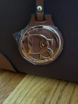 Bolso de mano grande de cuero vegano Dasein negro/marrón con bolso de mano separado Foto 1 de 4