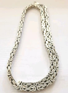 Men Byzantine Chain 160 Grams Sterling Silver Necklace 26” Long 6.5 Mm Wide - Picture 1 of 5
