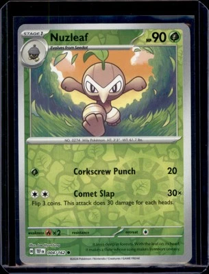 Nuzleaf SV05: Temporal Forces Pokémon 004/162 Reverse Holo NM+ - Image 1 of 2