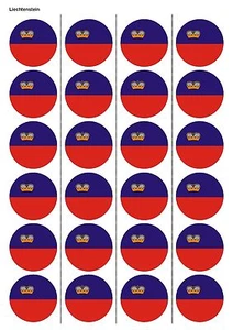 24X VORGESCHNITTENE LIECHTENSTEIN FLAGGE ESSBAR OBLATENPAPIER, CUPCAKE, TORTENAUFLEGER 1205 - Bild 1 von 1