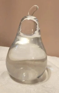 Royal Krona Clear Crystal Glass Pear Paperweight Signed "Folke Walving" Sweden - Picture 1 of 6