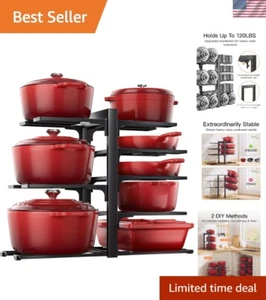 Pots and Pans Organizer: Rack for Cabinet, 8-Tier Heavy Duty 120LBS Pots Pans... - Picture 1 of 8