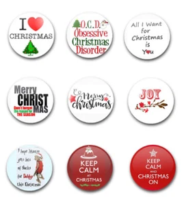 25 MM 1 ZOLL KNOPFABZEICHEN WEIHNACHTEN SET 1 X9 - Bild 1 von 1