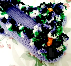 New Large Handmade Crocheted Womens Bedroom Slippers Pansy Jasmine Medium Purple - Picture 1 of 2