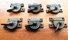 Six Antique Victorian Fancy Iron Window Sash Locks "Champion" c1885