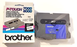 1x BROTHER TX-231 P-touch 12mm Farbband BLACK / WHITE PT-7000, 8000, PT-PC - Afbeelding 1 van 1